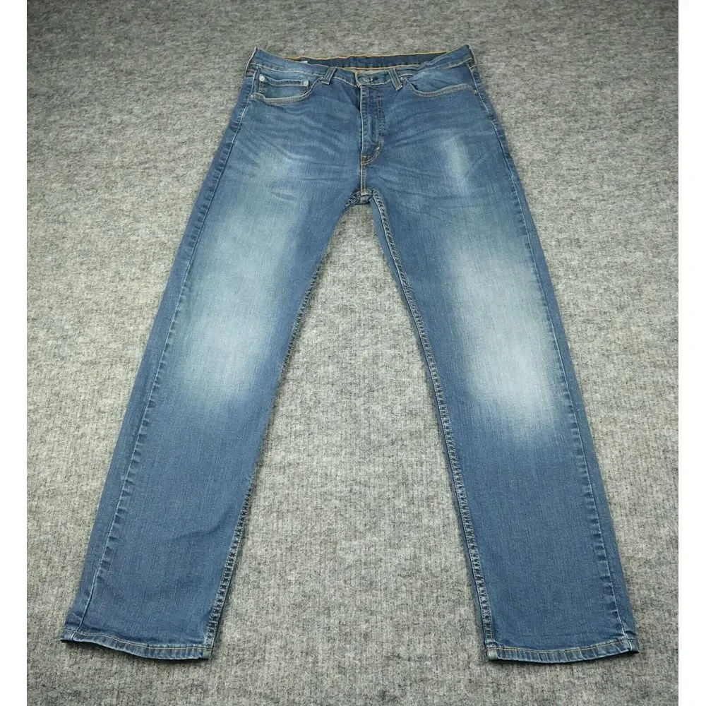 Levis Jeans Mens 36X32 Blue Denim 505 Regular Fit Straight Leg Casual Med Wash‎